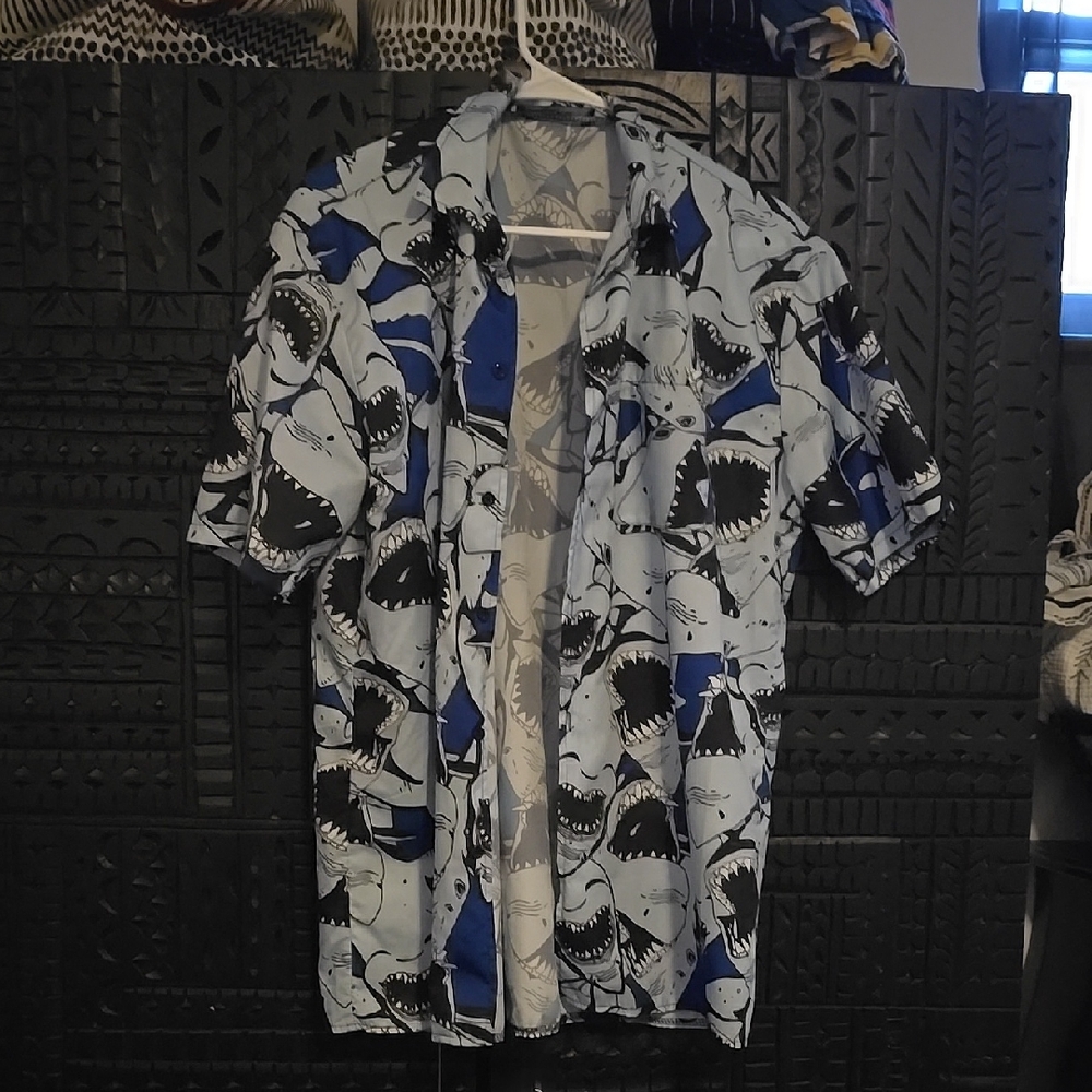 Shark Print Short Sleeve Shirt